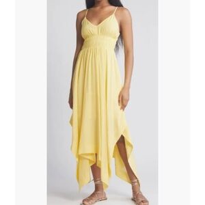 NWT MOON RIVER Shirred Bodice Handkerchief Hem Sundress